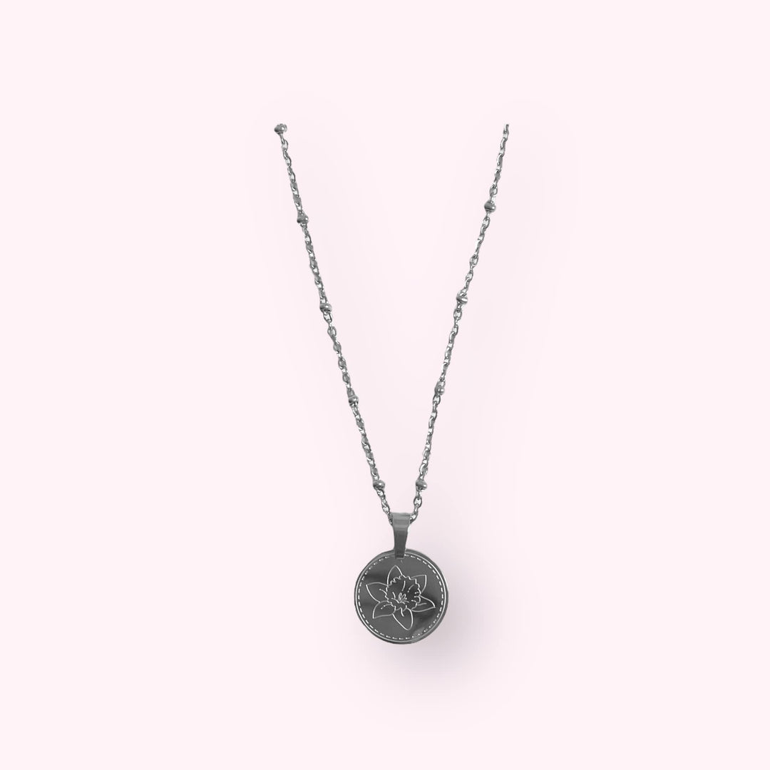 Maart Geboortebloem Ketting Zilver