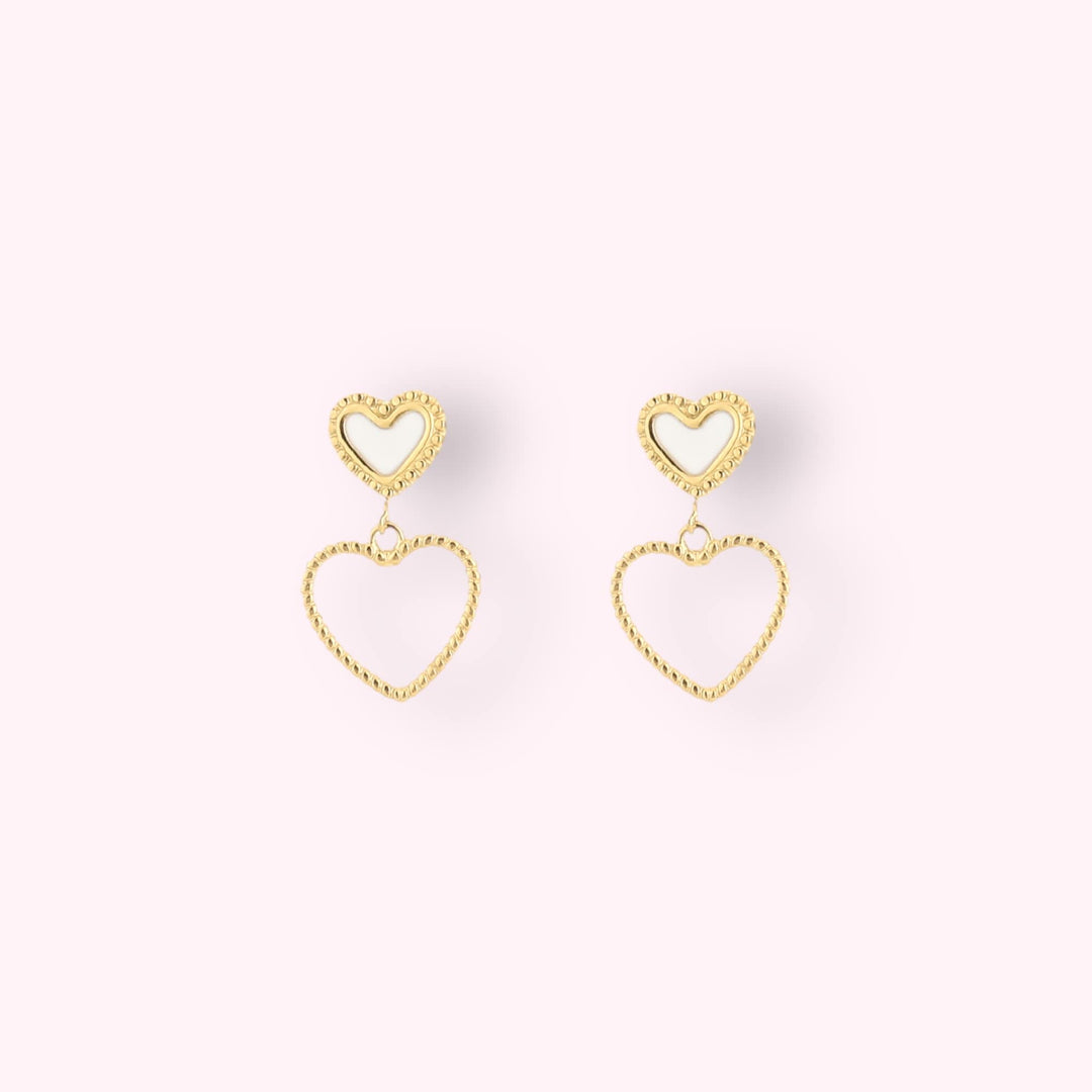 White Heart Oorbellen Goud