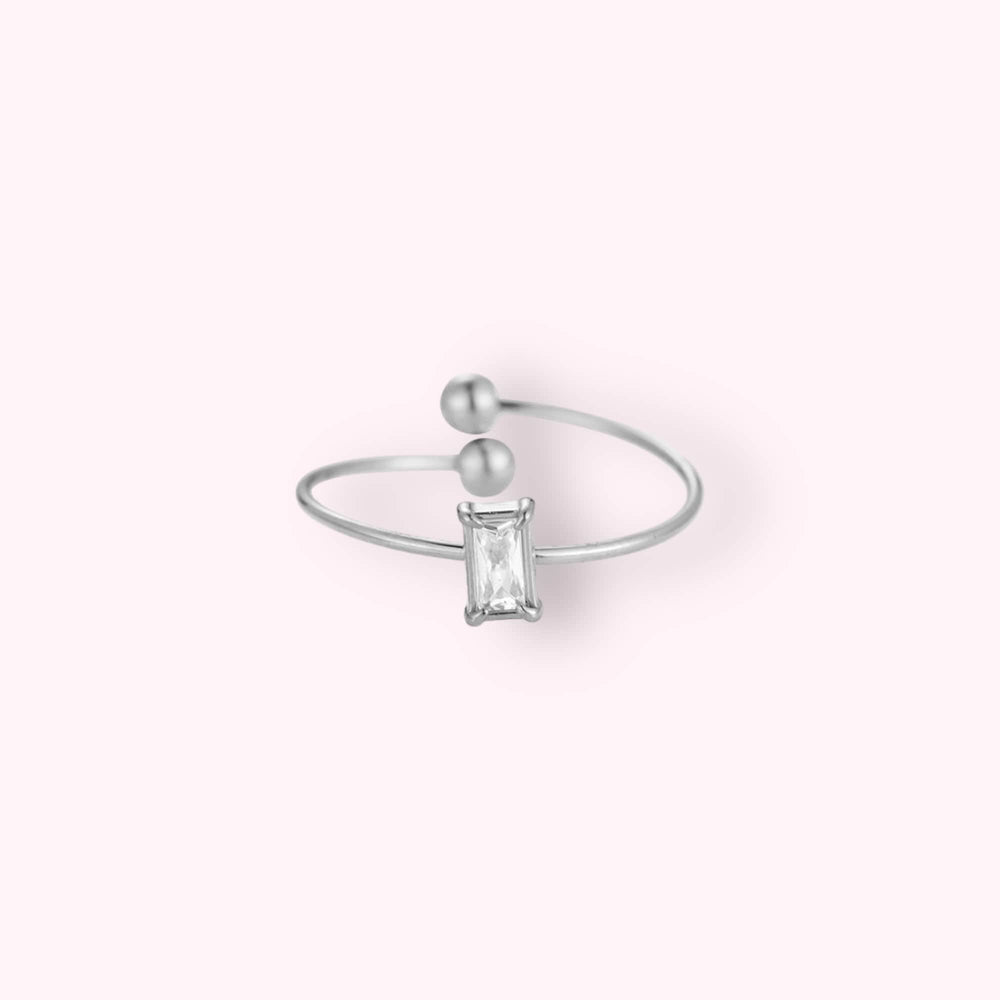 Diamond Rectangle Ring Zilver