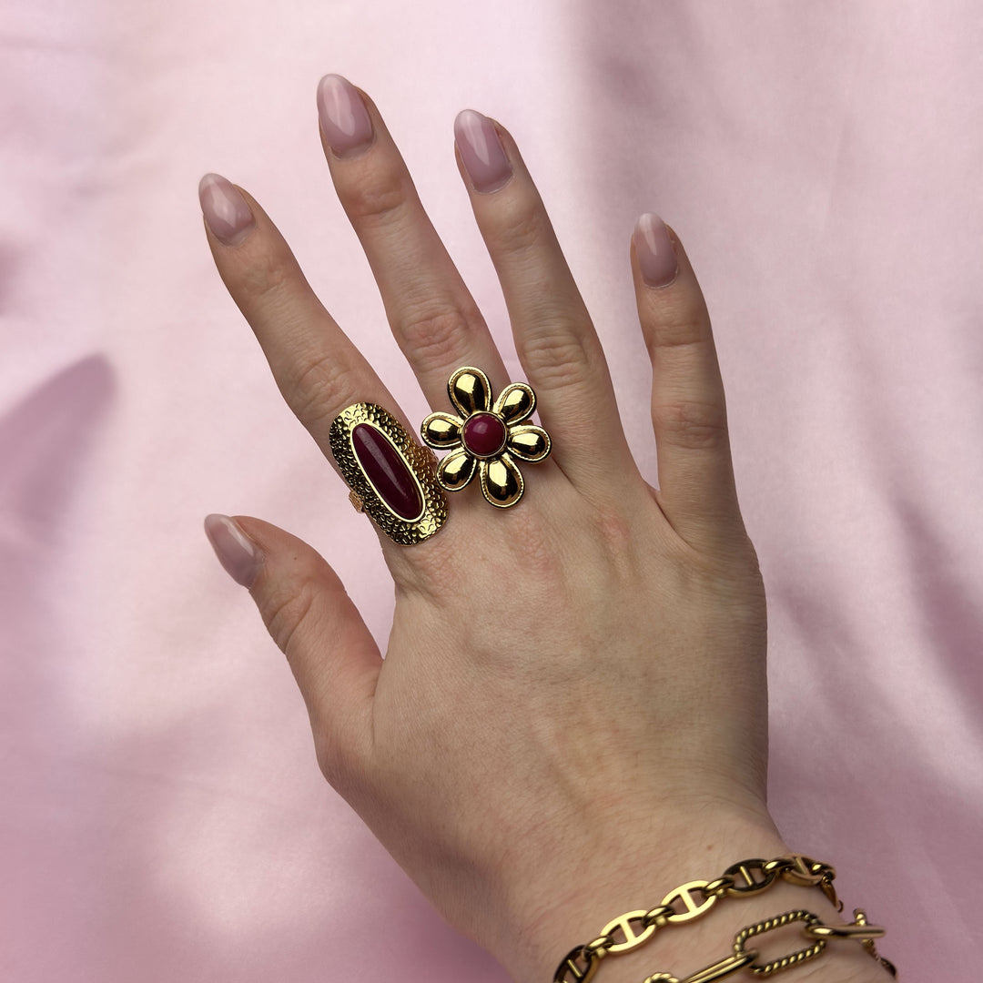 Flower Burgundy Ring