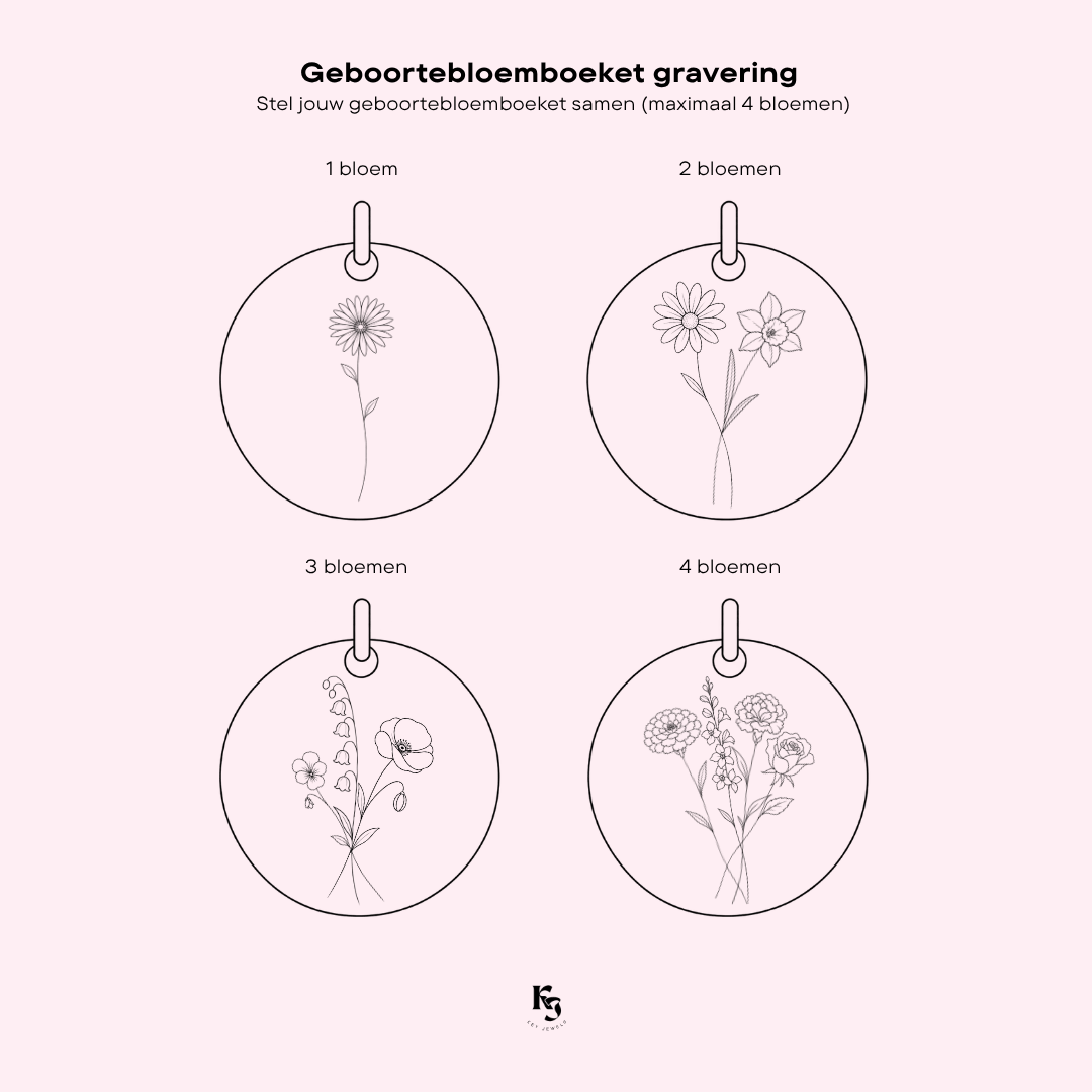 Geboortebloemboeket gravering