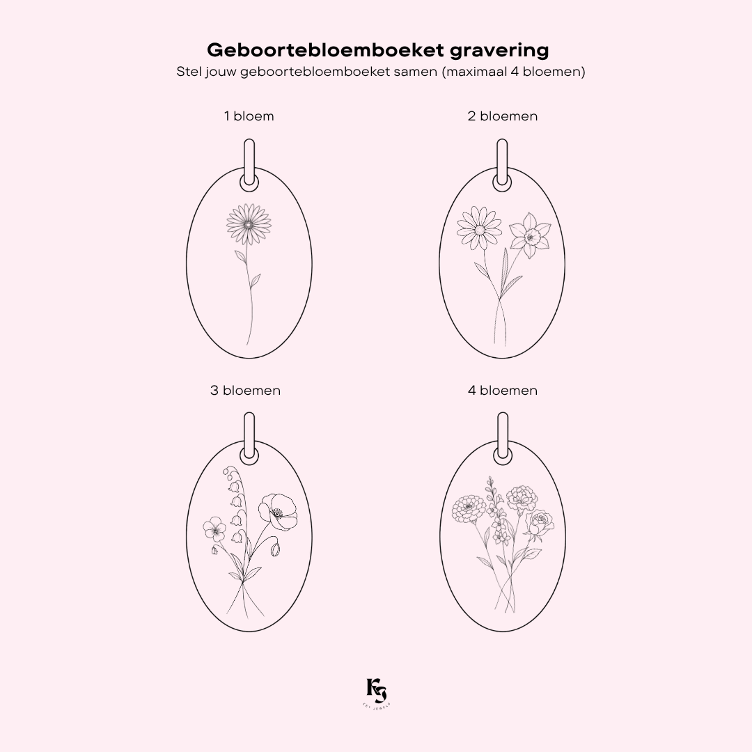 Geboortebloemboeket gravering