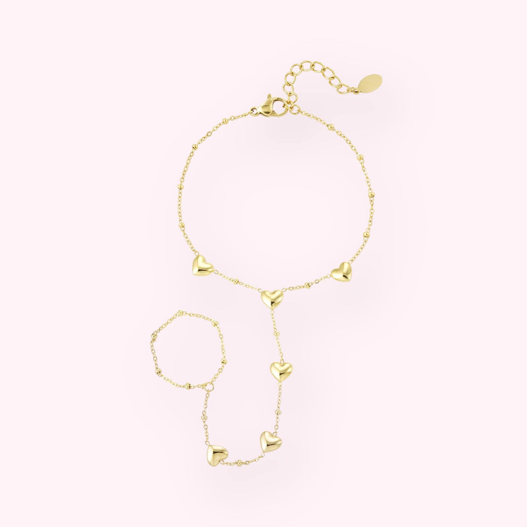 Hearts Hand Chain Armband Goud