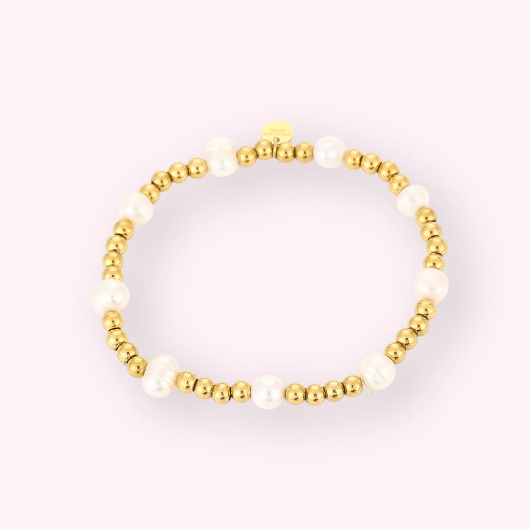 Mixed Pearl Beads Armband Goud