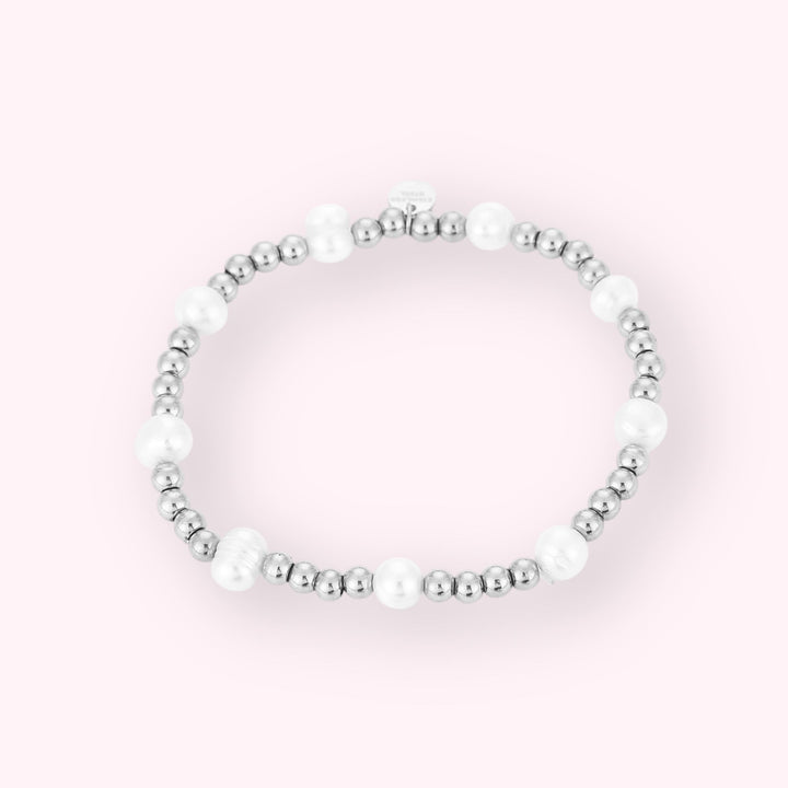 Mixed Pearl Beads Armband Zilver