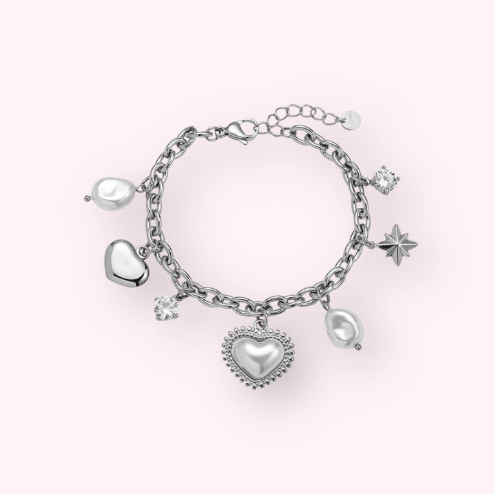 Pearl Charms Armband Zilver