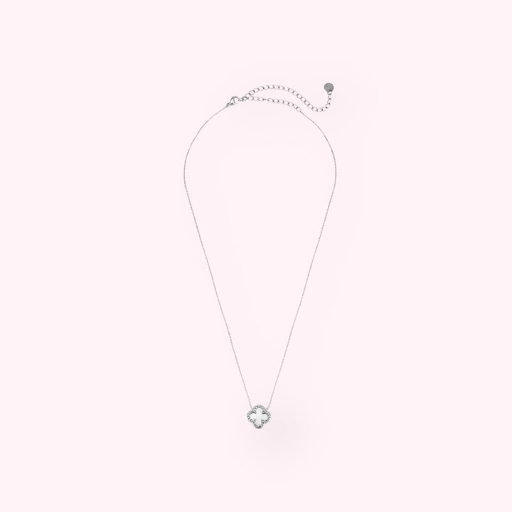 Pearl Clover Ketting Zilver