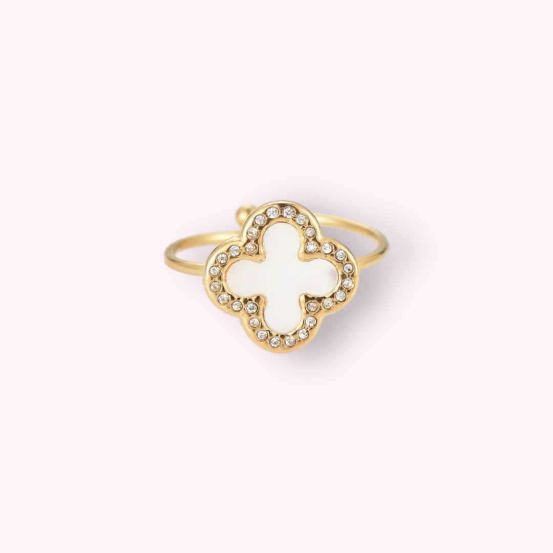 Pearl Clover Ring Goud