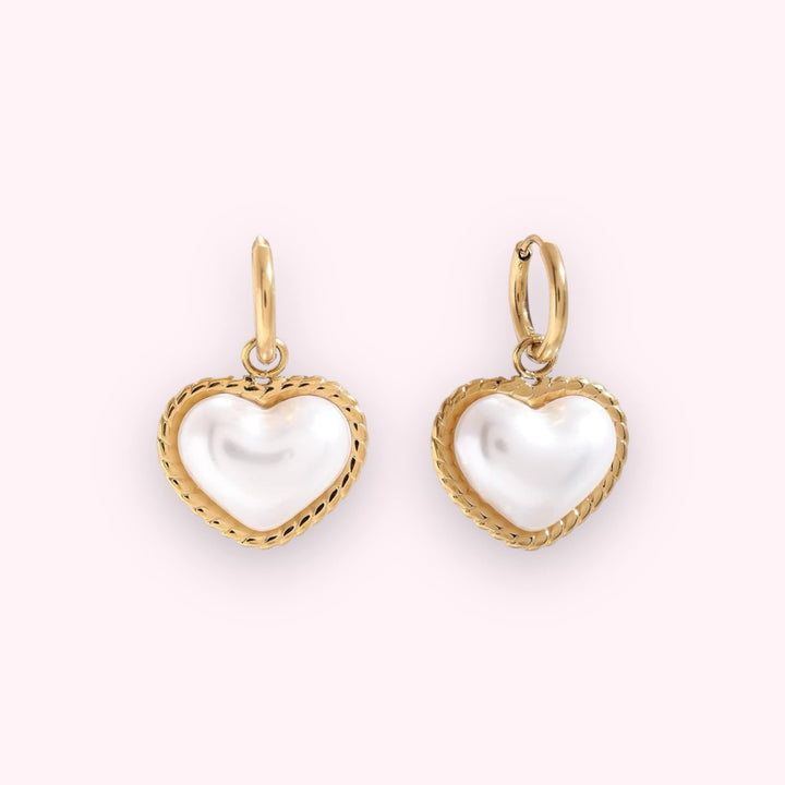 Pearl Heart Oorbellen Goud