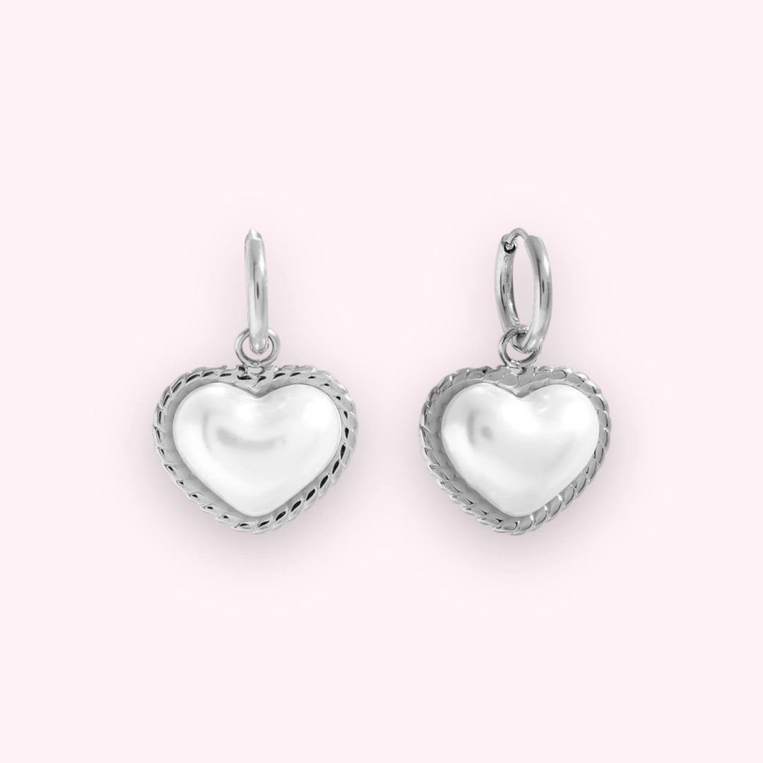 Pearl Heart Oorbellen Zilver