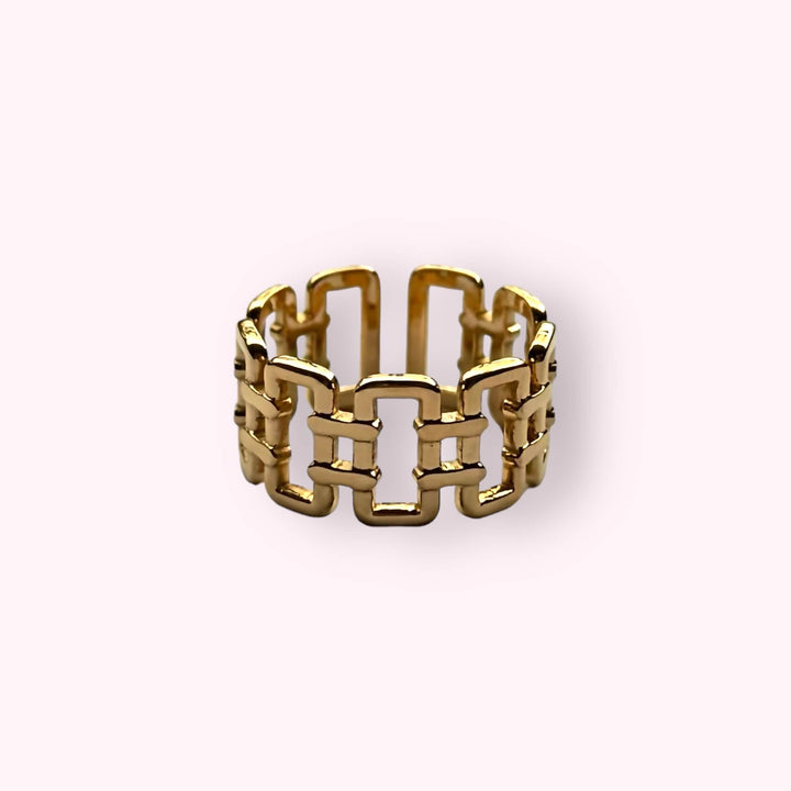 Rectangle Chain Ring Goud