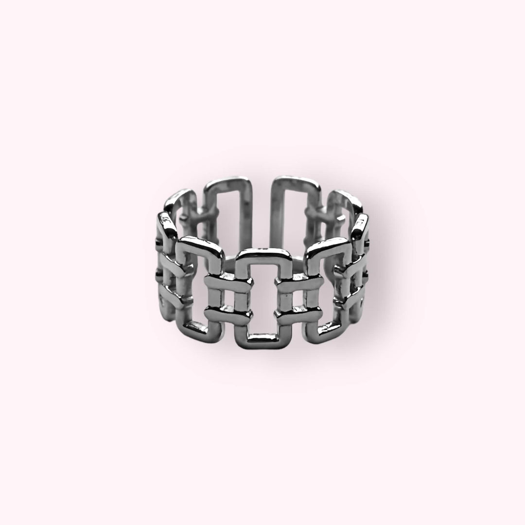 Rectangle Chain Ring Zilver