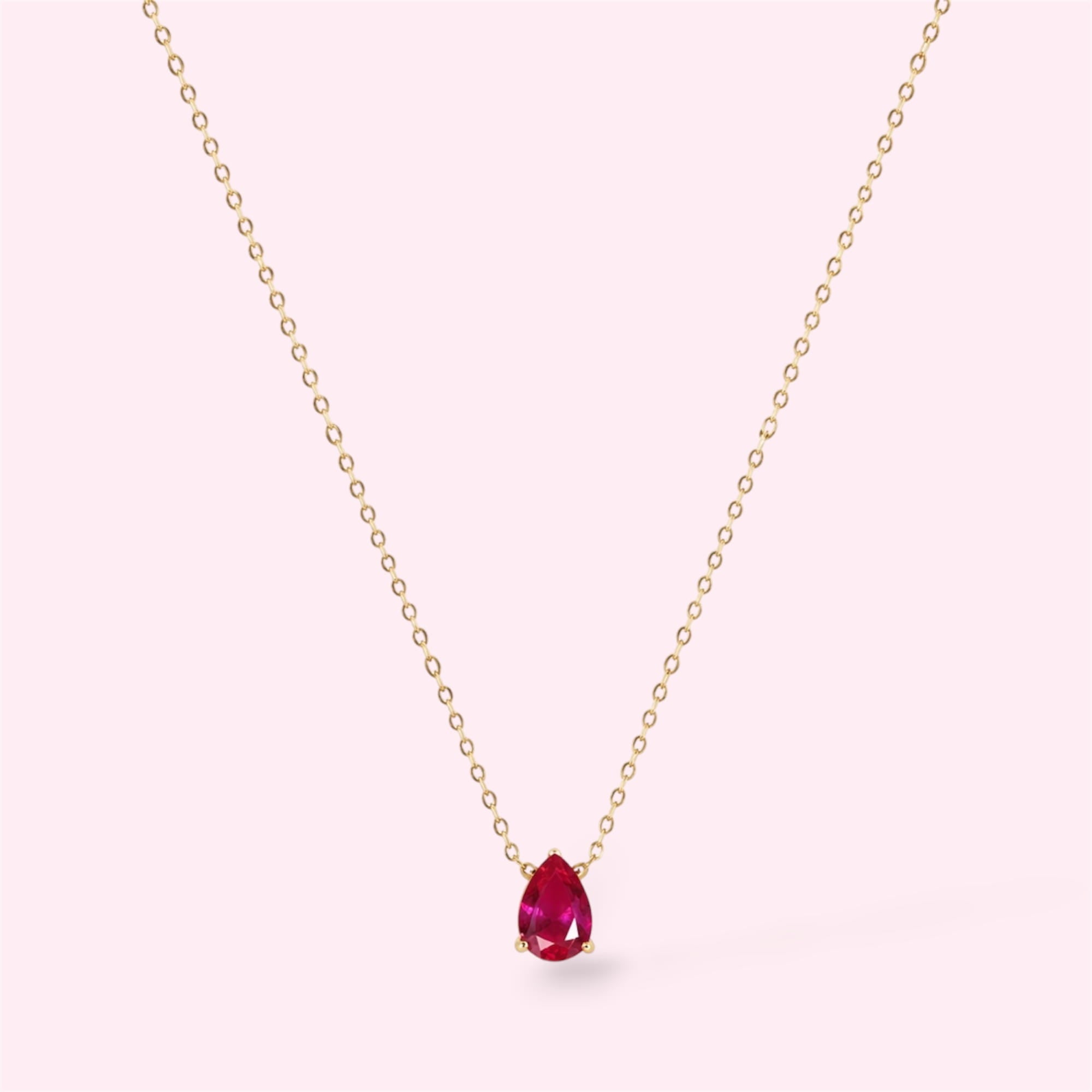 Teardrop Birthstone Ketting Goud