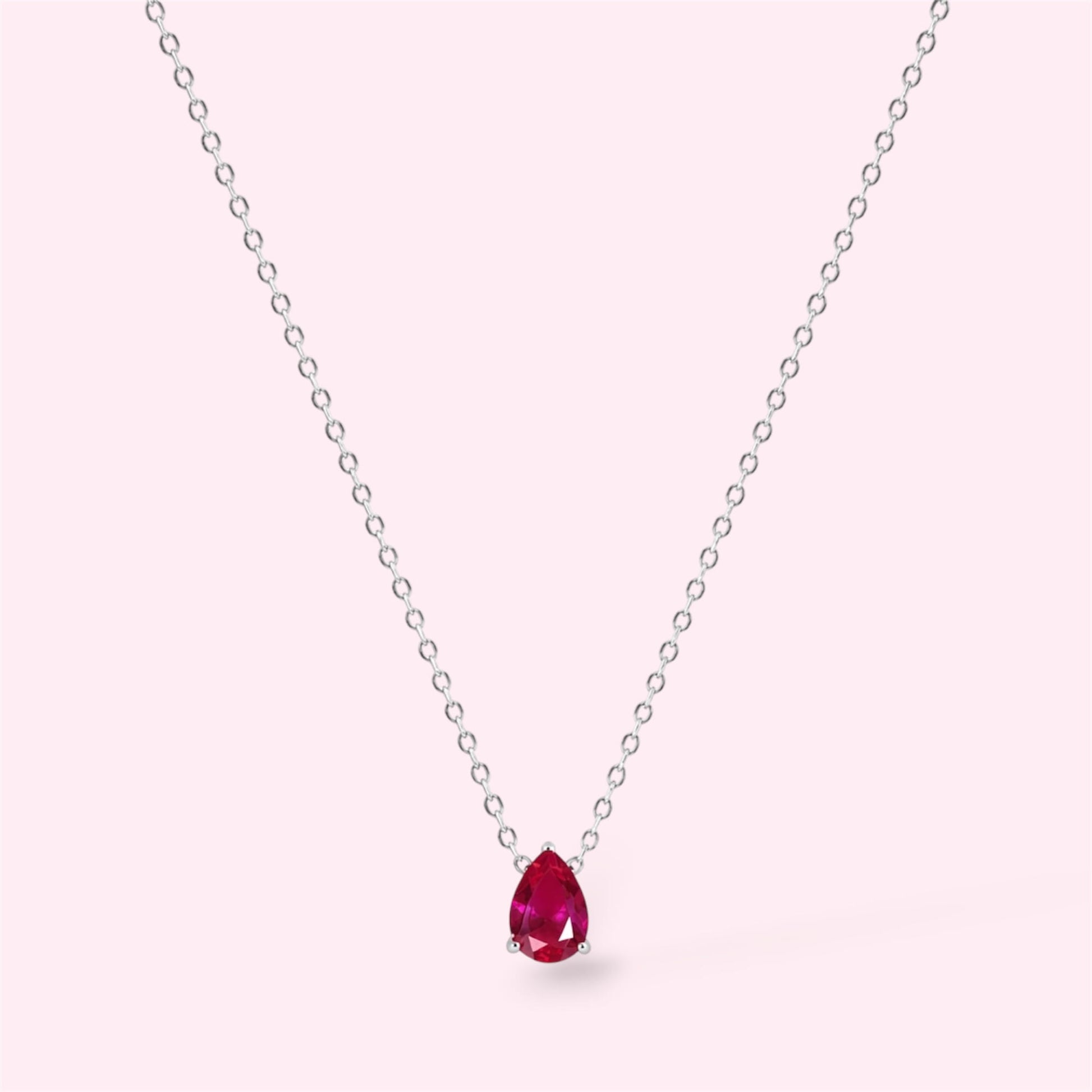 Teardrop Birthstone Ketting Zilver